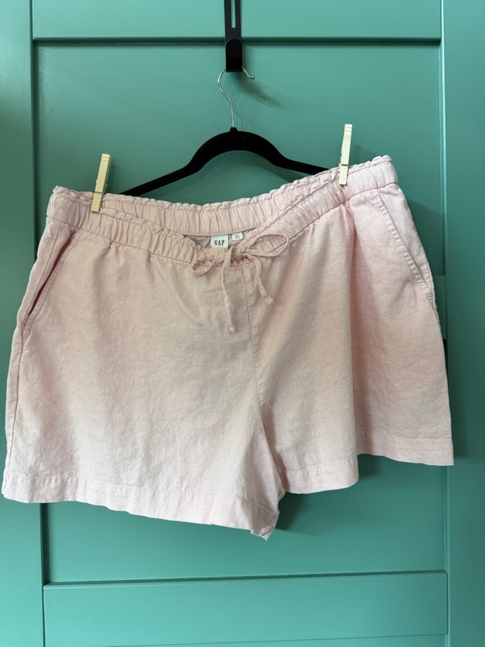 GAP Light Pink Drawstring Linen-Blend Shorts